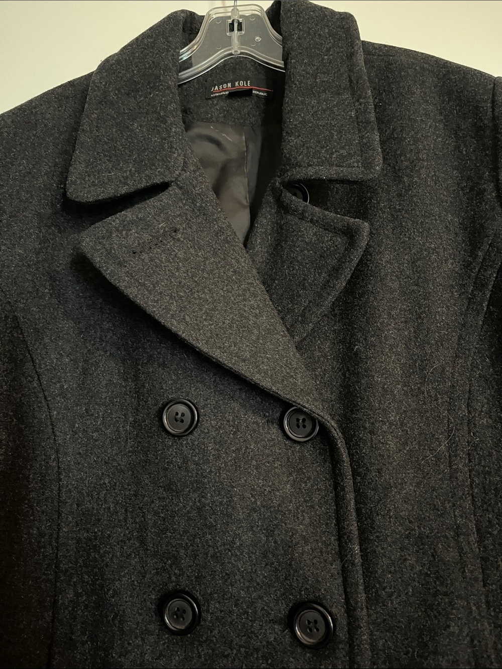 Like New Jason Kole Ladies Black Double-Breasted Wool Pea Coat Size XL - Picture 2 of 7